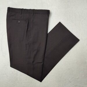Pal Zileri Dress Pants Mens 36x32 Brown Wool Check Cuffed Italy Trousers Formal